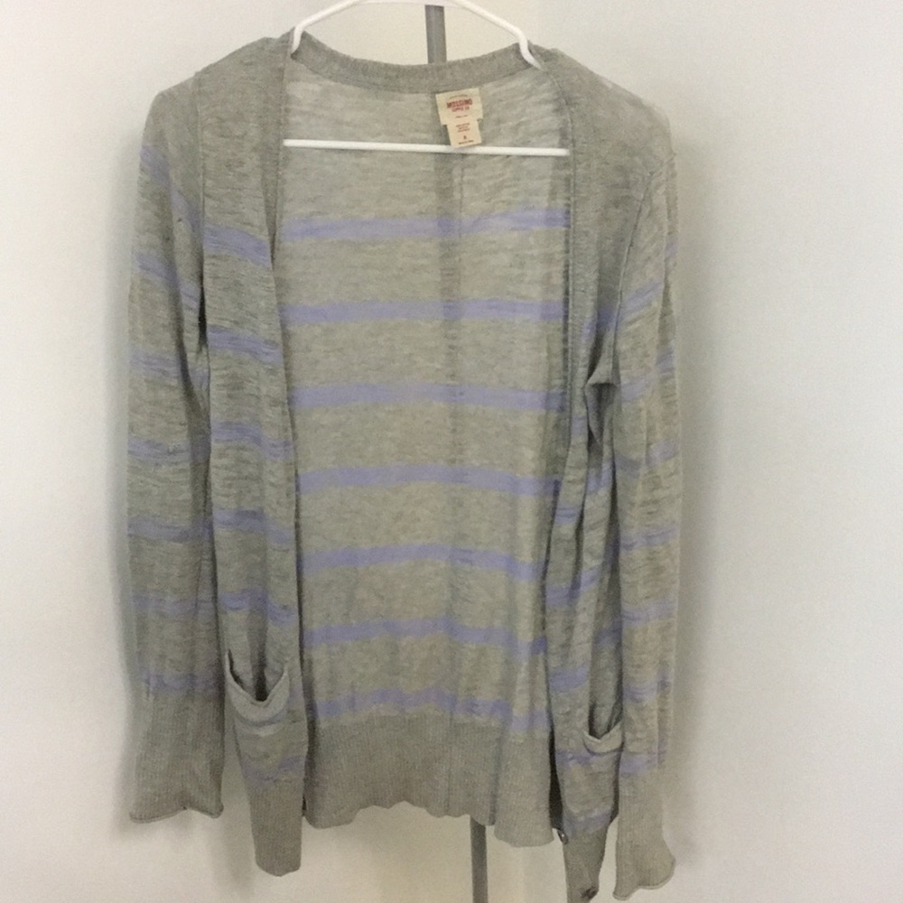 Grey/periwinkle striped cardigan